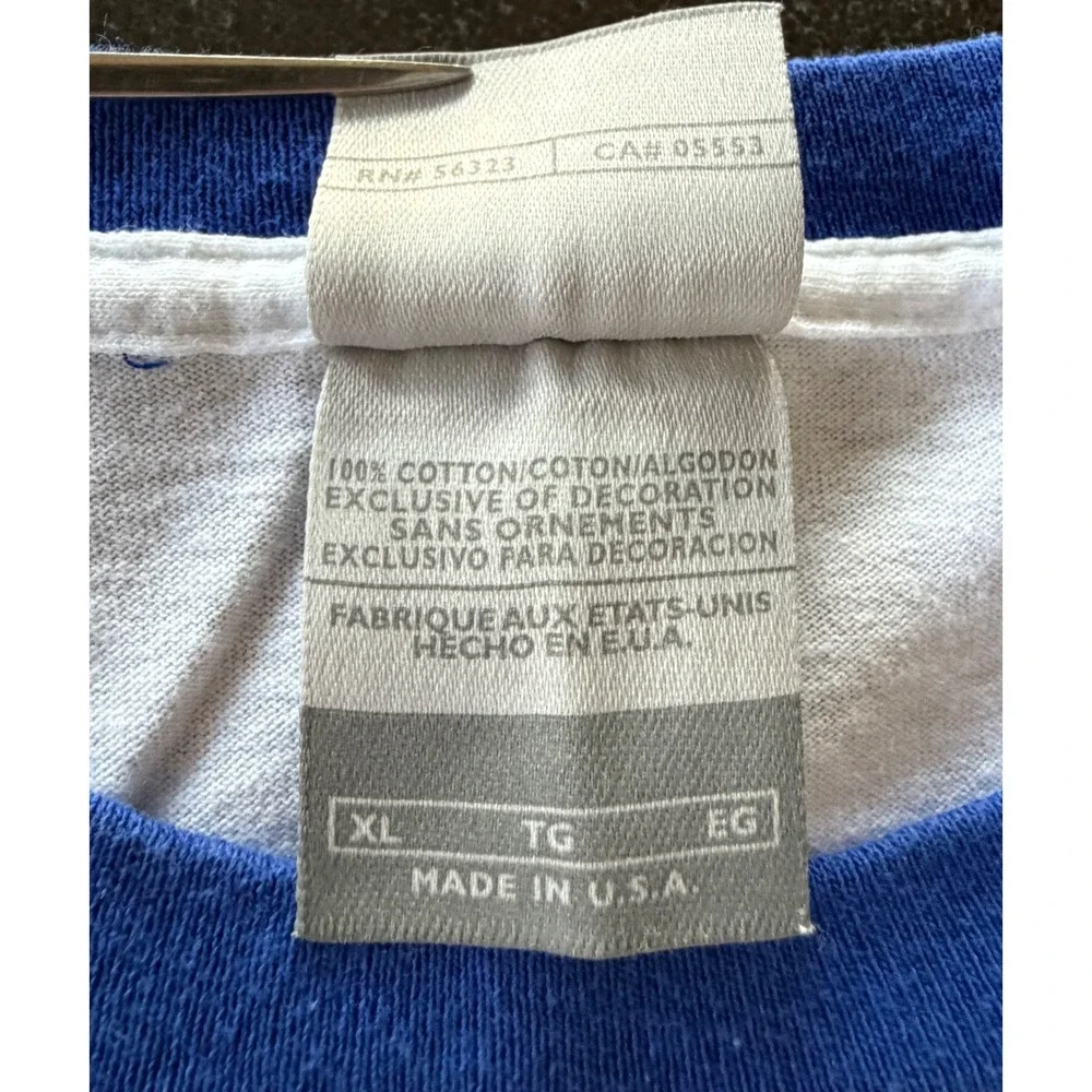 Vintage Nike Ringer T Shirt Mens XL White Blue Geometric Graphic Made USA Cotton